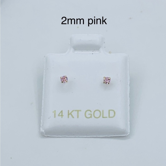 Real 14k Gold Earrings 2mm Tiny baby girl Screwback Women - aretes en oro